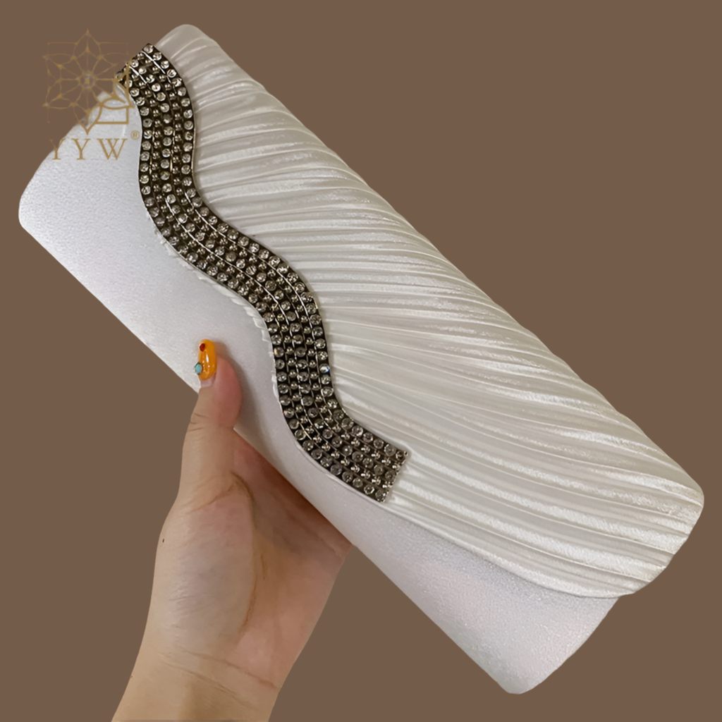 White Wave Satin Clutch