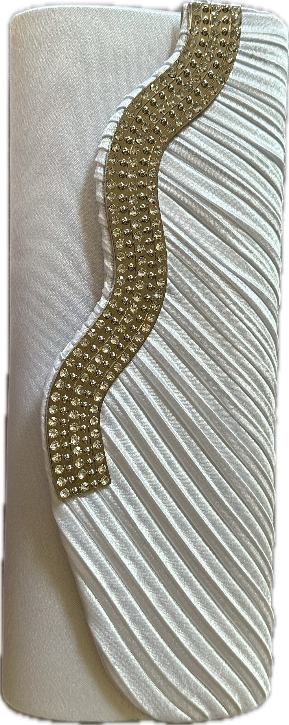 White Wave Satin Clutch