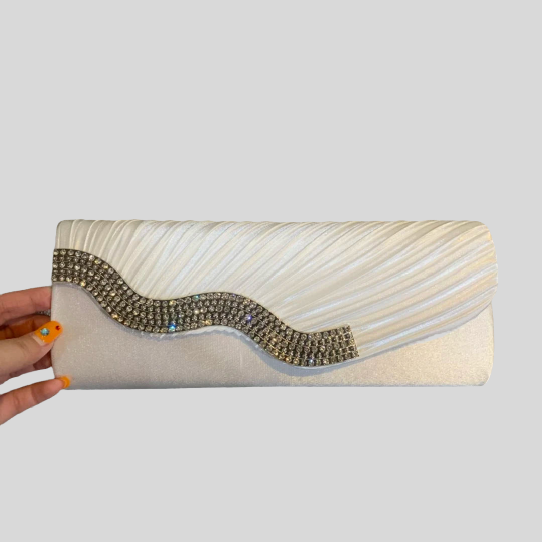 White Wave Satin Clutch
