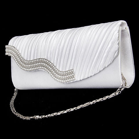 White Wave Satin Clutch