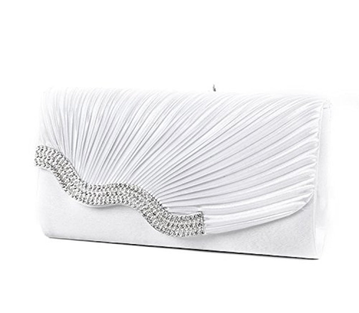 White Wave Satin Clutch