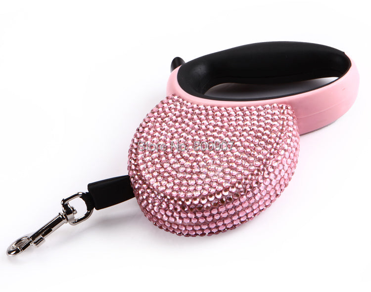 Retractable Rhinestone Pet Leash