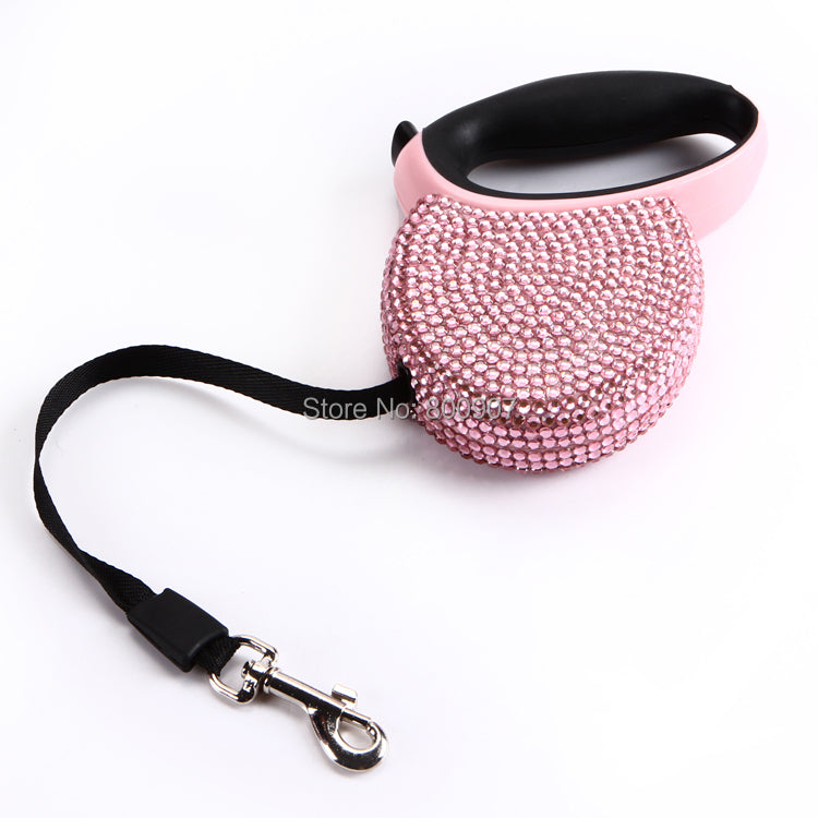 Retractable Rhinestone Pet Leash