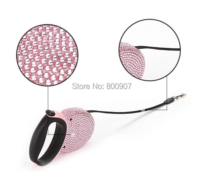 Retractable Rhinestone Pet Leash