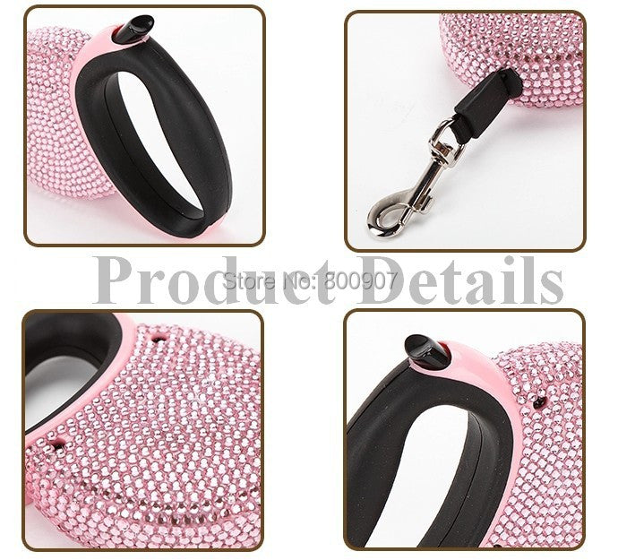 Retractable Rhinestone Pet Leash