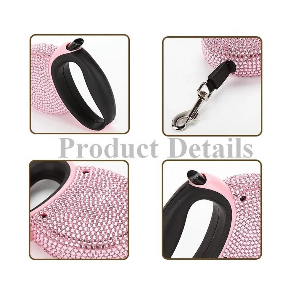 Retractable Rhinestone Pet Leash