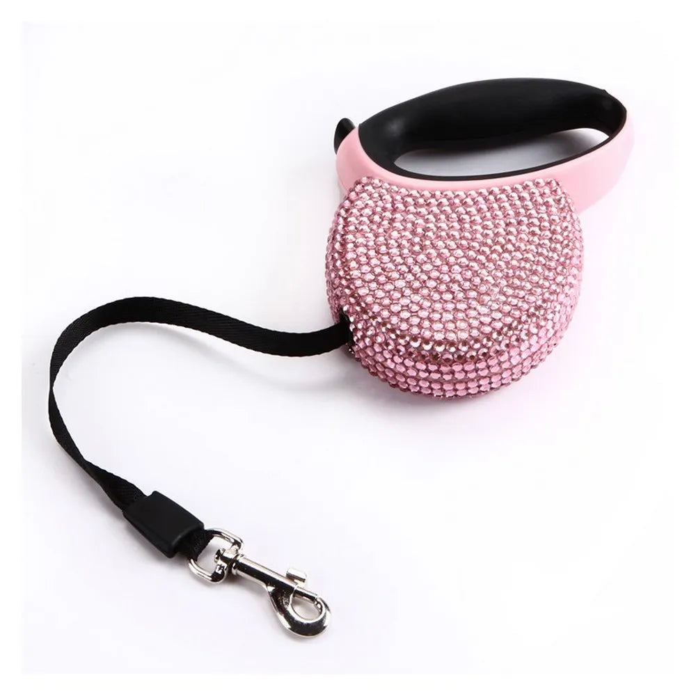 Retractable Rhinestone Pet Leash