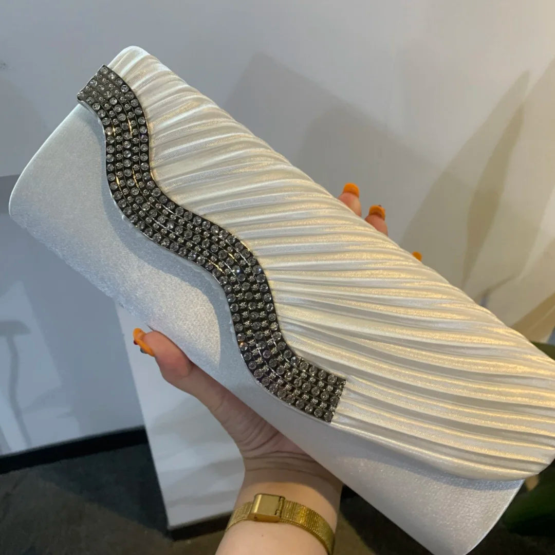 White Wave Satin Clutch