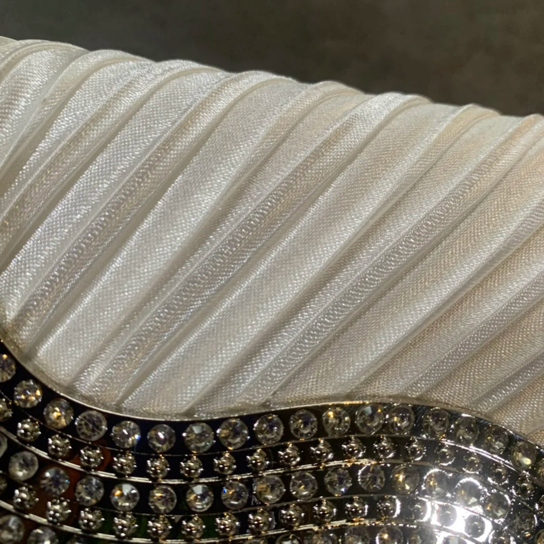 White Wave Satin Clutch