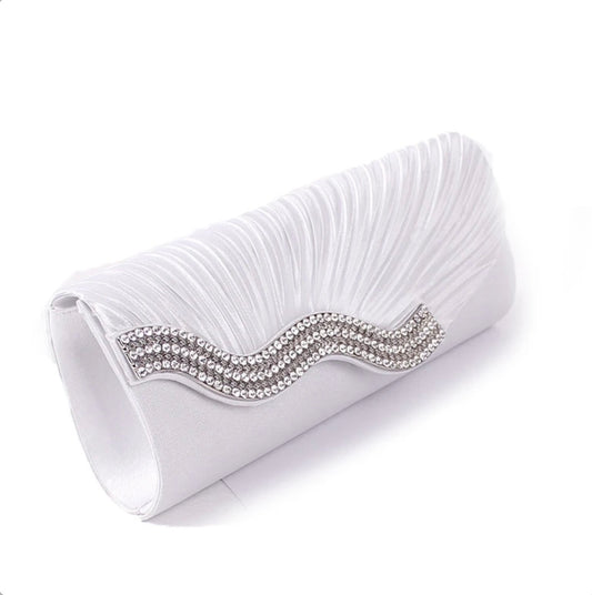 White Wave Satin Clutch