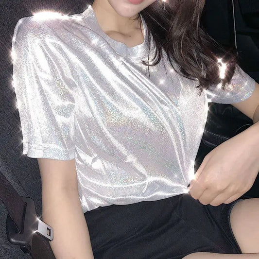 Shimmery Short-Sleeve T-shirt