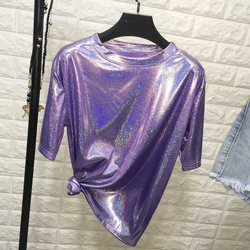 Shimmery Short-Sleeve T-shirt