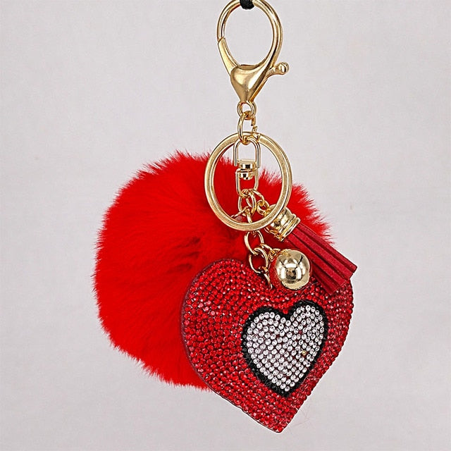 Pompom Heart Keychain