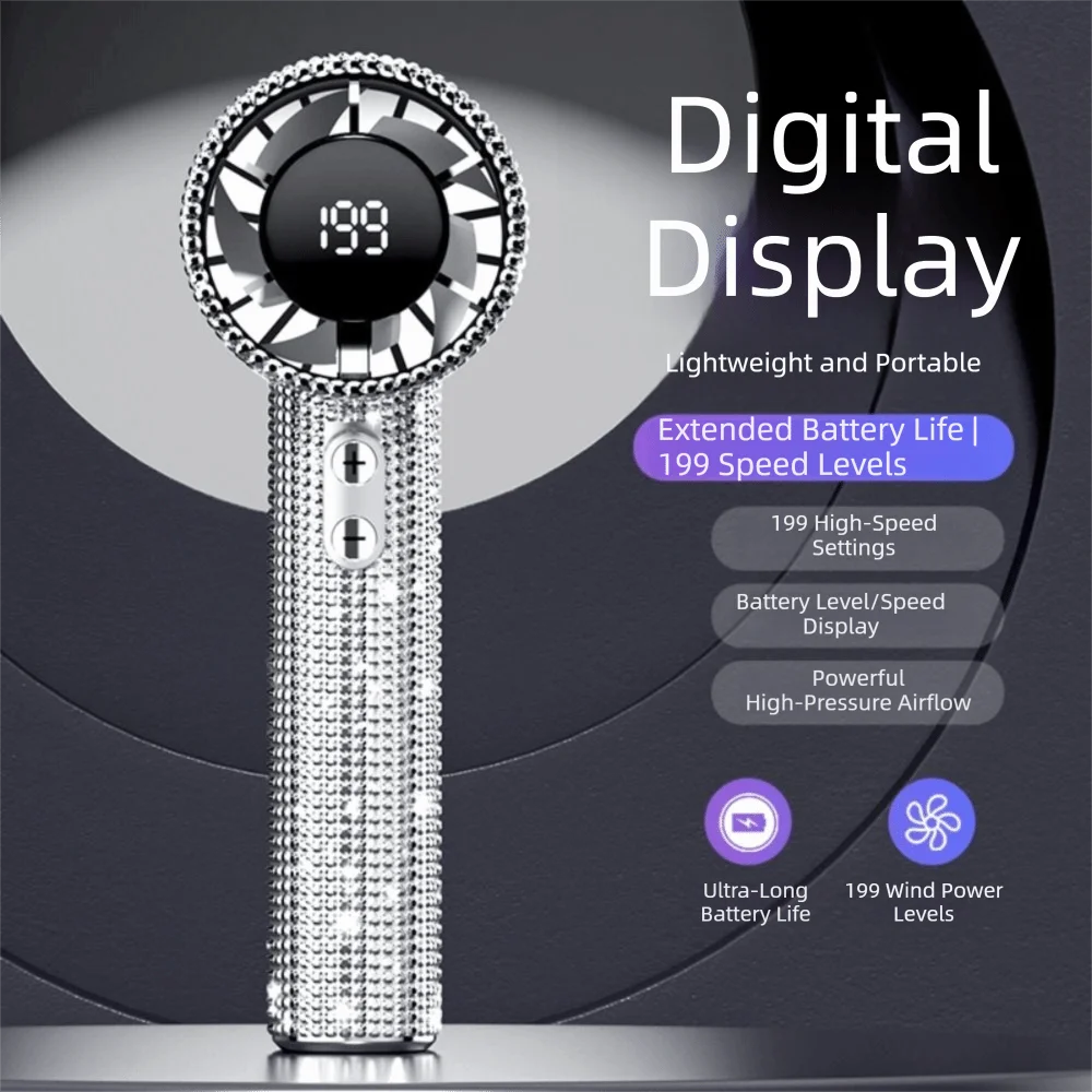 Bling Platinum Sparkling Portable Fan
