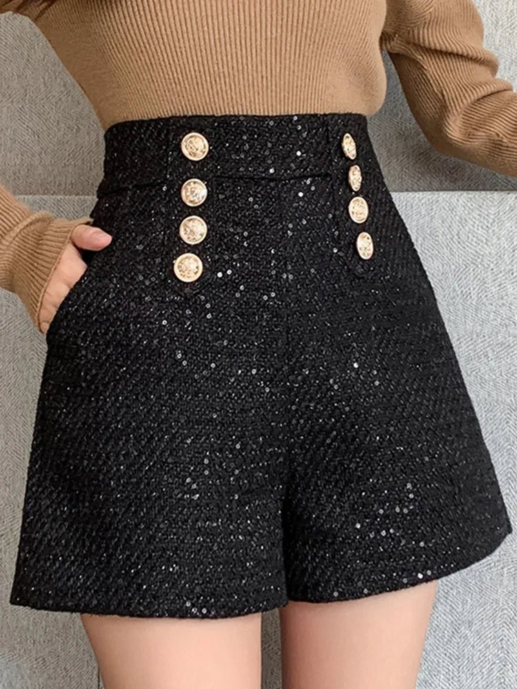 Sequins Double Breasted Shorts