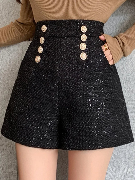 Sequins Double Breasted Shorts