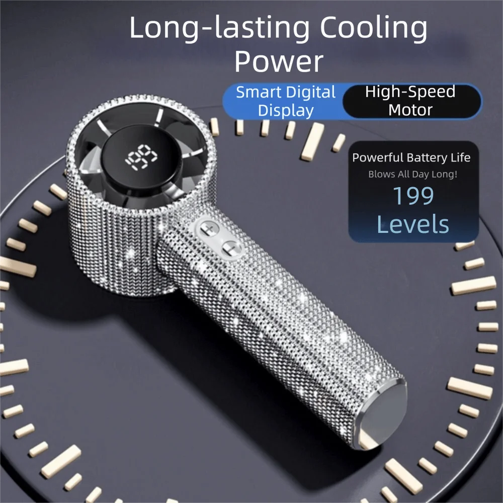 Bling Platinum Sparkling Portable Fan